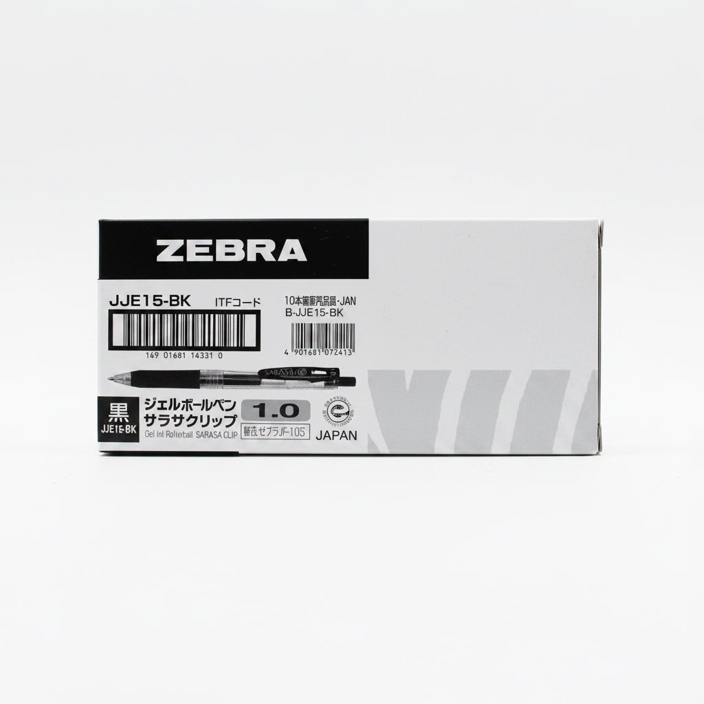 Zebra Gel Ink Rollerball SARASA CLIP 1.0 Black 10 pcs / زيبرا قلم حبر جل كروي سراسا كليب 1.0 أسود 10 قطع