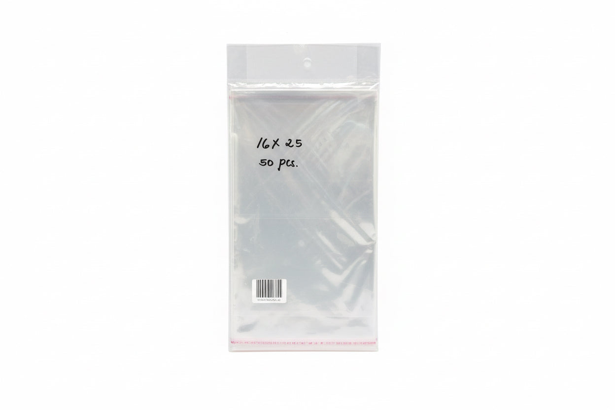 Clear Plastic Bags 16x25, 50 Pcs / أكياس بلاستيكية شفافة مقاس 25×16سم – 50 قطعة