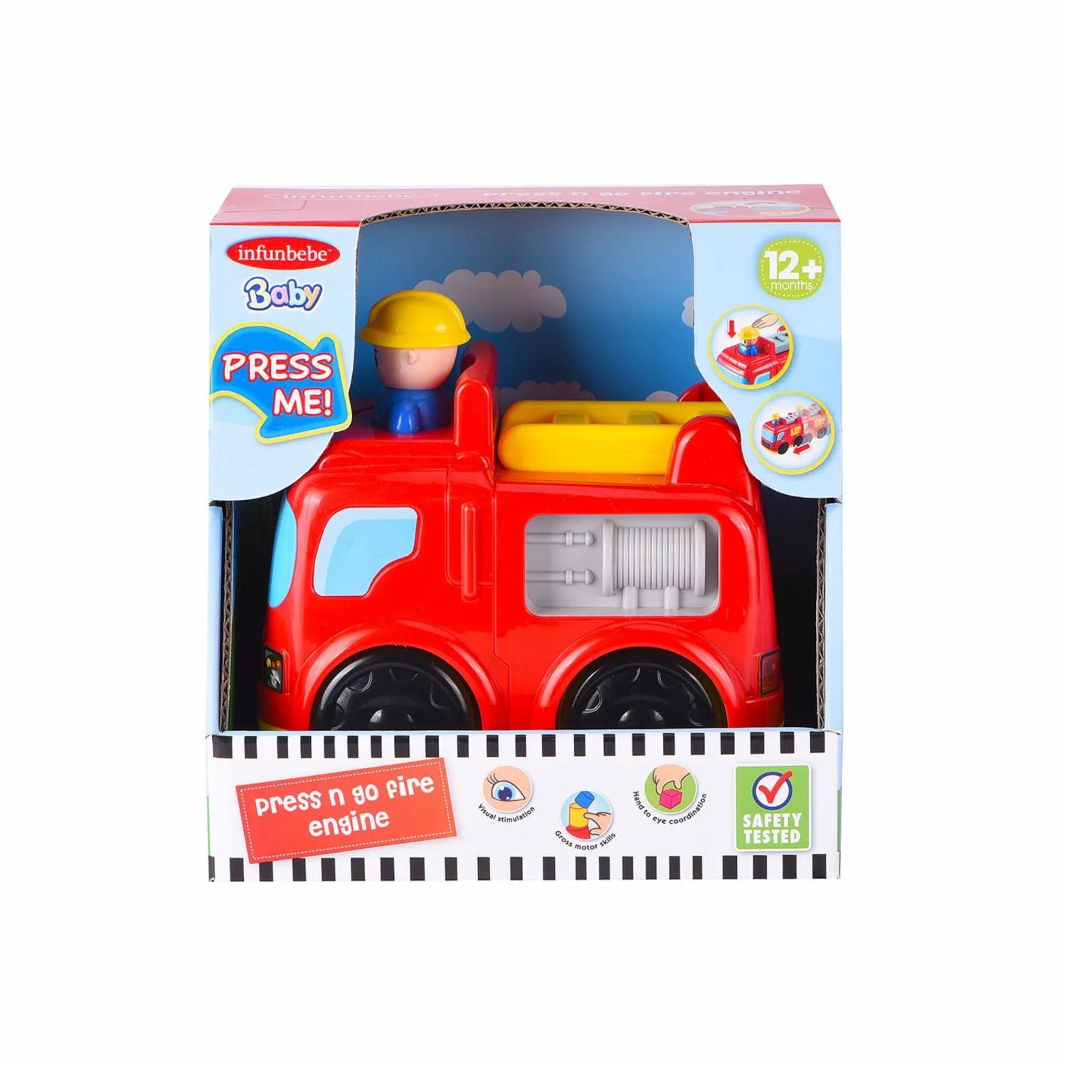 Infunbebe Press N Go Fire Engine / سيارة إطفاء اضغط وانطلق من إنفانبِيبي