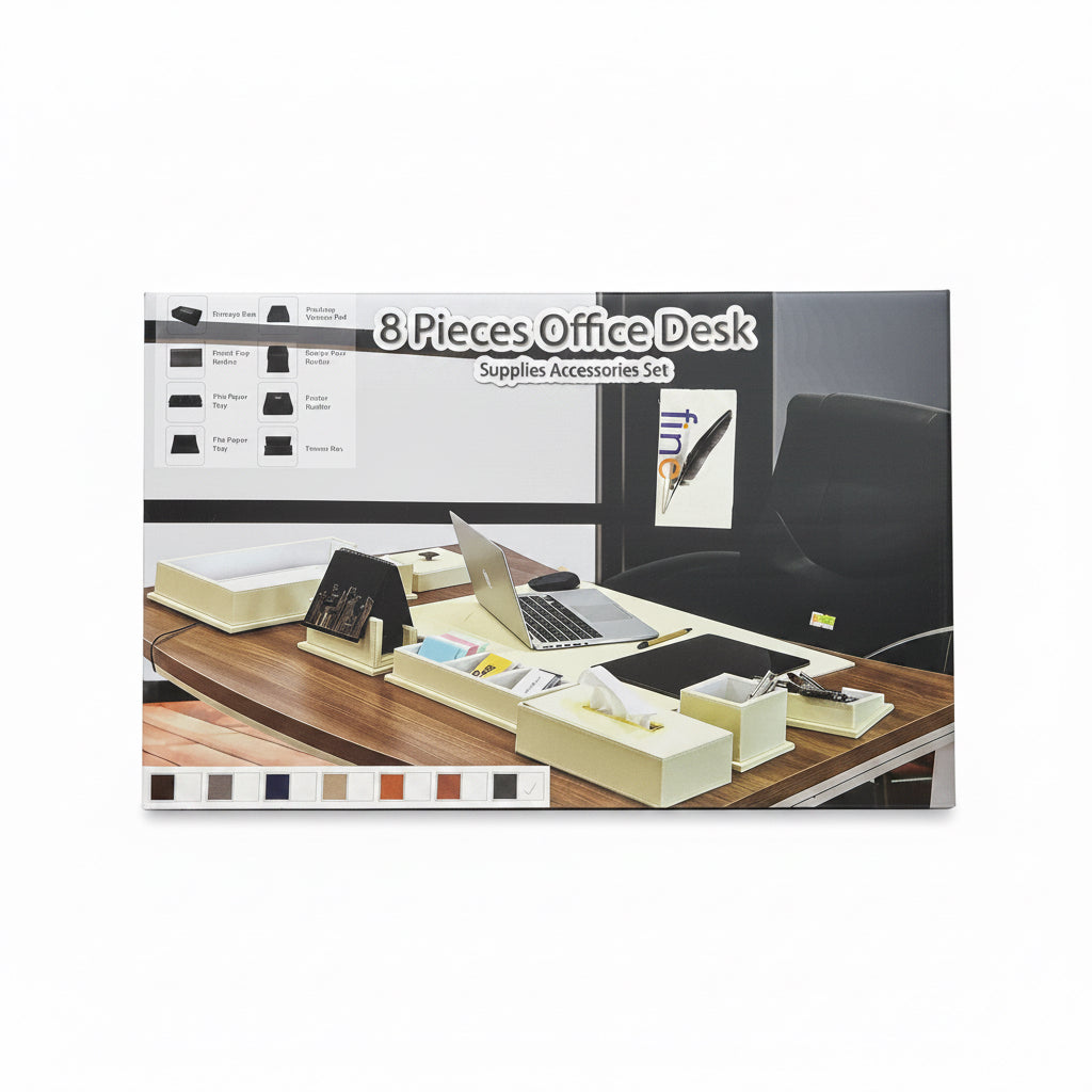 8 Pieces Office Desk supplies accessories Set black /اسود  طقم إكسسوارات مكتب 8 قطع