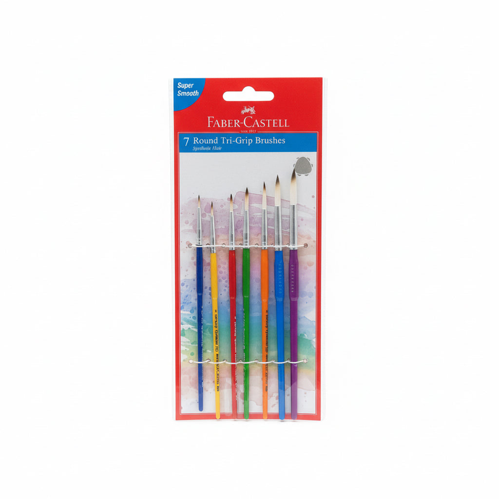 Faber castell 7 round tri-grip brushes / فابر-كاستل 7 فرش دائرية ثلاثية المقبض