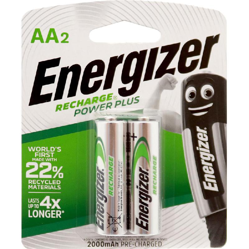 Energizer AA2 RECHARGE POWER PLUS / بطاريات إنرجايزر قابلة لإعادة الشحن Power Plus مقاس AA (عدد 2)