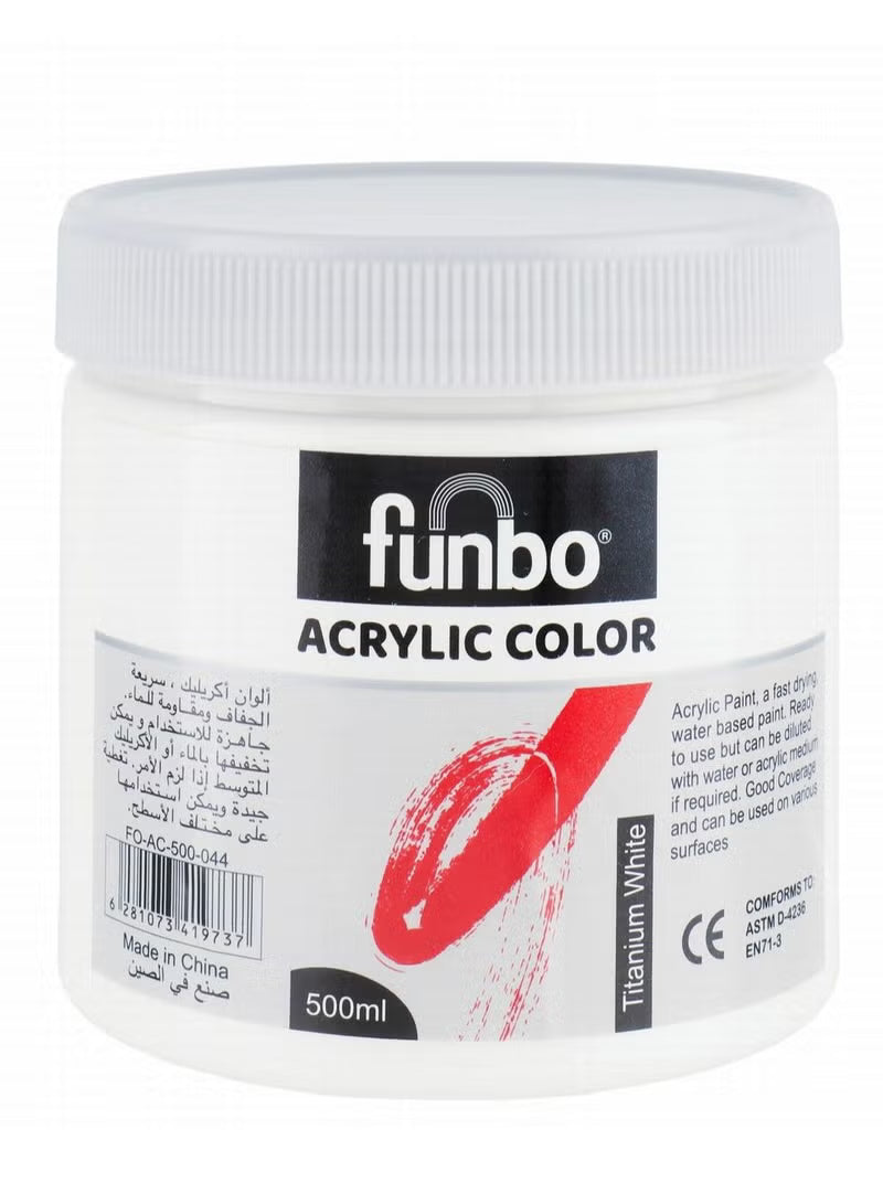 funbo ACRYLIC COLOR Titanium white 500 ml / فنبو أكريليك أبيض تيتانيوم