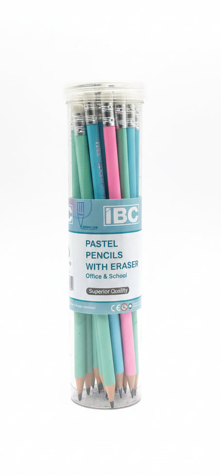 IBC PASTEL PENCILS WITH ERASER HB 24 Pcs / أقلام رصاص باستيل مع ممحاة HB من IBC – 24 قطعة