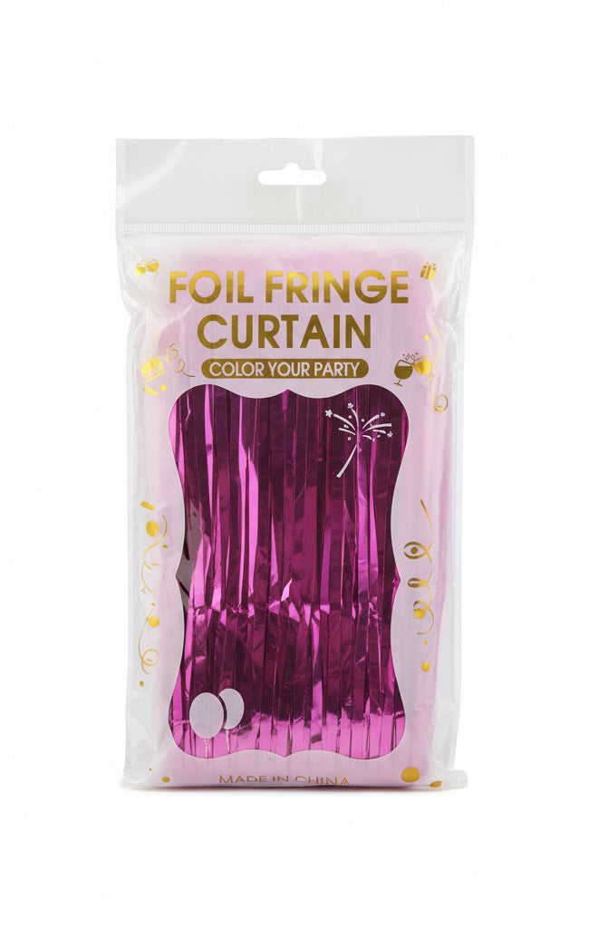 Foil Fringe Curtain Pink / ستارة فويل بشرائط – لون وردي