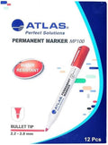 ATLAS PERMANENT MARKER MP100 Red x12 / أطلس ماركر دائم MP100 أحمر × 12