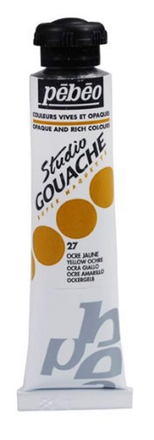 pebeo GOUACHE 27 Yellow Ochre 20 ml / ألوان غواش بيبيو 27 – أصفر مغرة (Yellow Ochre) – 20 مل