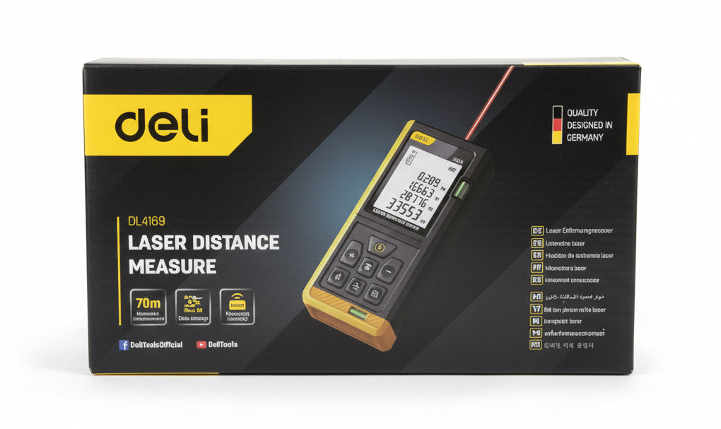 deli LASER DISTANCE MEASURE 70m / جهاز قياس المسافات بالليزر من Deli – 70 متر