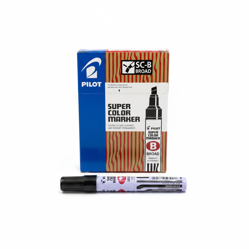 Pilot SC-B BROAD SUPER COLOR MARKER x12 Black / بايلوت SC-B ماركر سوبر ملون عريض × 12 أسود
