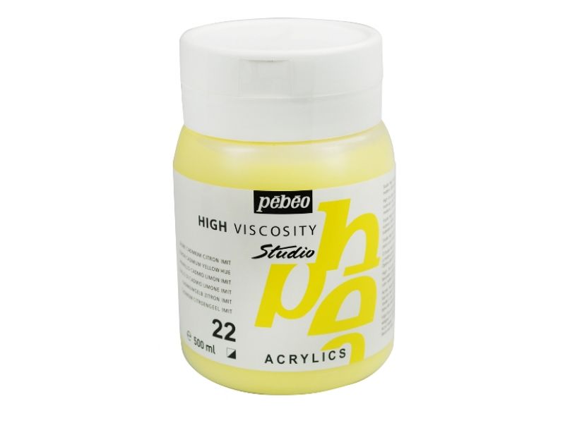 PEBEO VISCOSITY ACRYLICS 22 LEMON CADMIUM YELLOW 500ml / طلاء أكريليك بيبّو عالي اللزوجة لون أصفر كادميوم ليموني – 500 مل