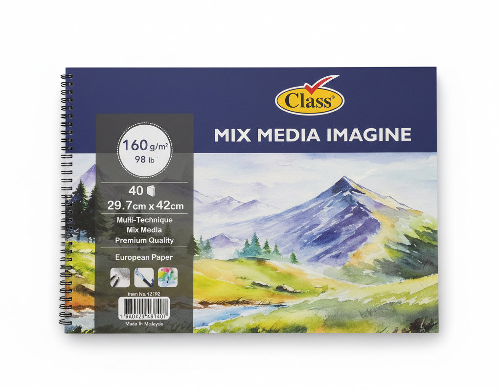 Class MIX MEDIA IMAGINE Drawing Book 40 Sheets 160 gsm / دفتر رسم Class MIX MEDIA IMAGINE – 40 ورقة – 160 جم/م²