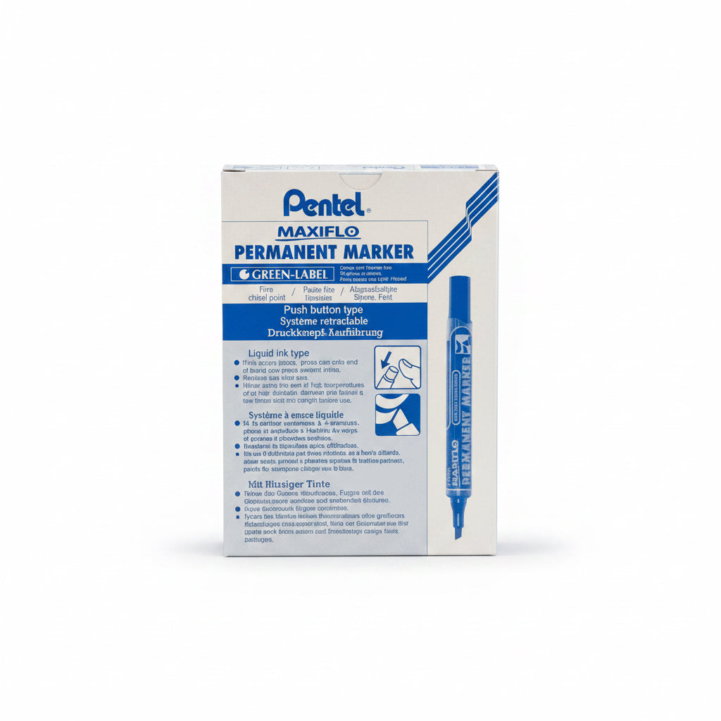 Pentel MAXIFLO PERMANENT MARKER Blue 12 pcs / بنتل ماكسيفيلو ماركر دائم