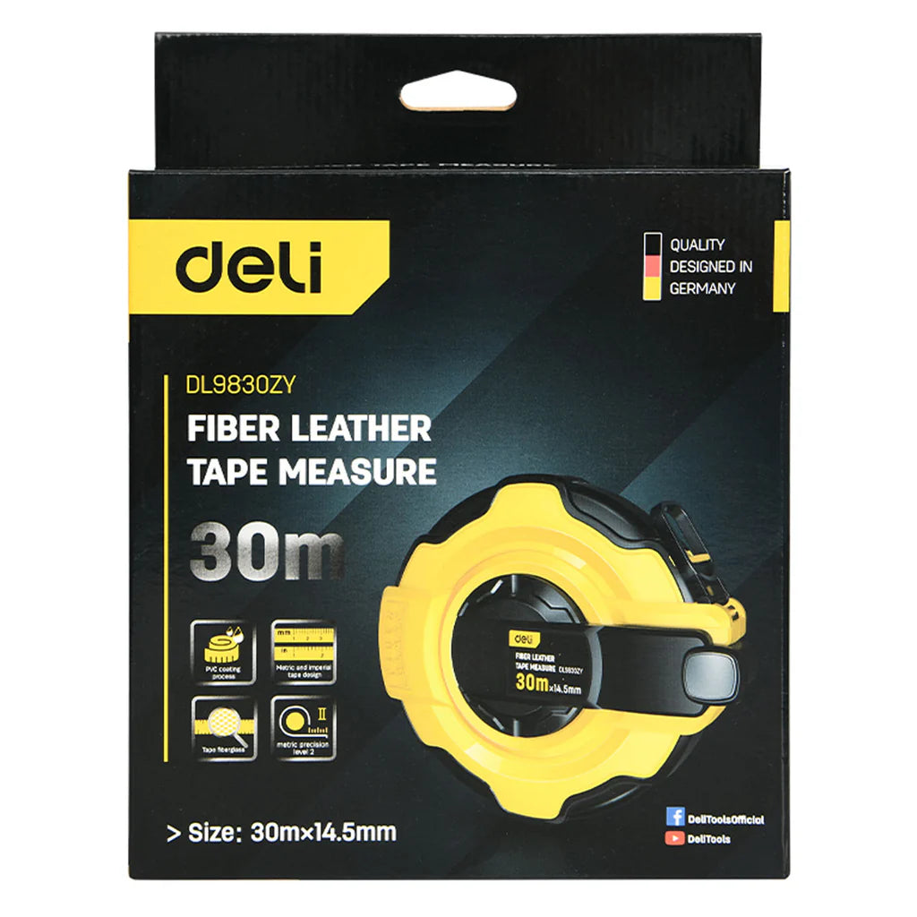 deli FIBER LEATHER TAPE MEASURE / شريط قياس من ألياف الجلد ديلي