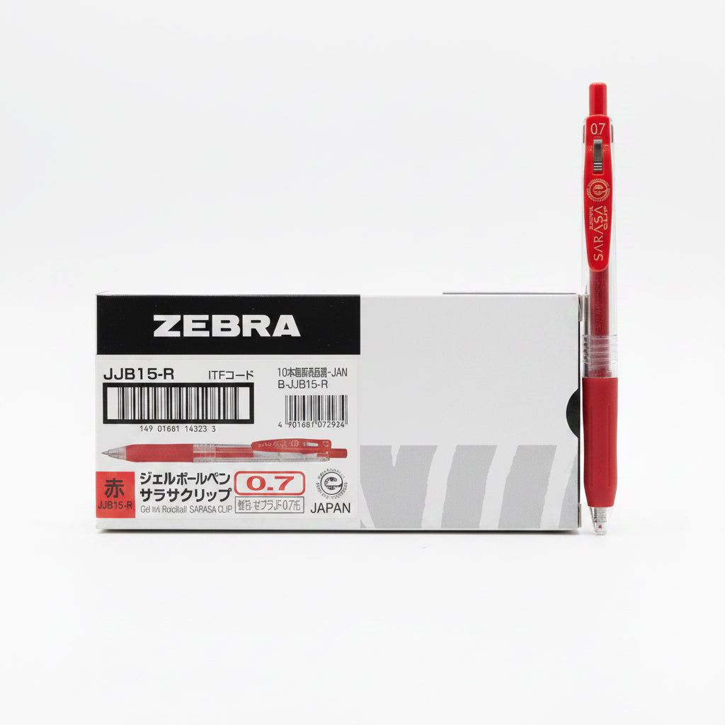 Zebra Sarasa Clip 0.7 Gel Rollerball Red x10 / زيبرا ساراسا كليب 0.7 قلم جل أحمر 10 قطع