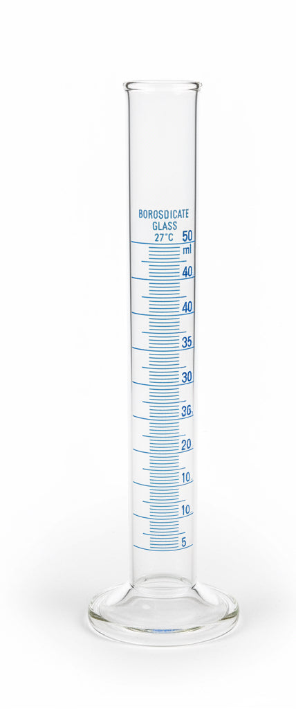 Graduated cylinder borosilicate Glass round base 50 ml / مخبار مدرّج زجاج بوروسيليكات قاعدة مستديرة 50 مل