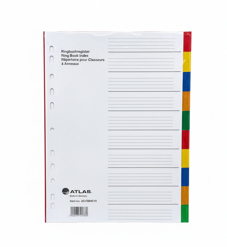 ATLAS Ring Book Index A4 / فاصل صفحات لحلقة كتب أطلس مقاس A4
