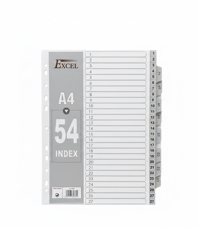 Excel A4 54 Index / إكسل A4  – فهرس من 54 فاصل