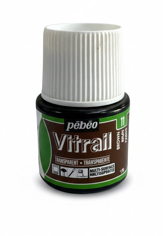 Pebeo Vitrail Transparent Glass Paint Brown / بيبو فيترَل لون زجاج شفّاف بني