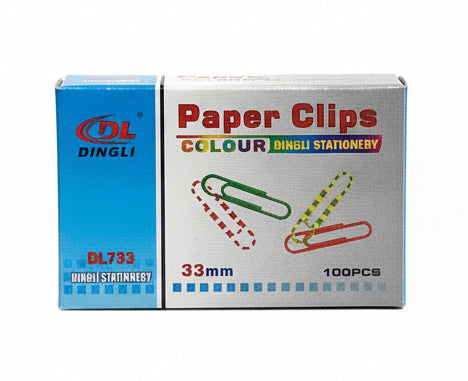 DL DINGLI Paper clips Colours 33mm / مشابك ورق ملوّنة دي إل دينغلي 33 مم