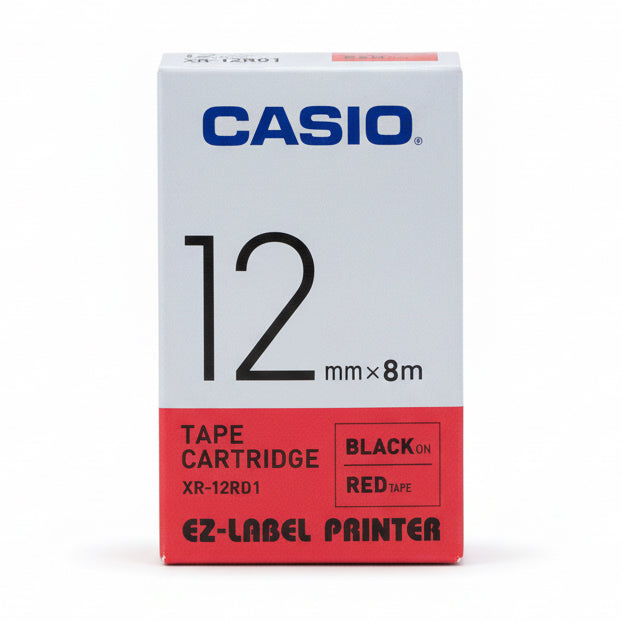 CASIO 12mmx8m TAPE CARTRIDGE Red / خرطوشة شريط كاسيو 12مم×8م أحمر
