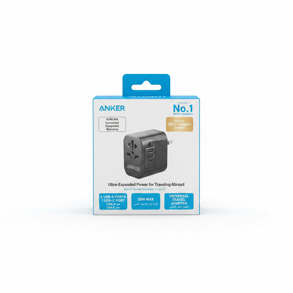 ANKER Ultra-Expanded Power for travelling abroad / محول طاقة ANKER متعدد التوسعة للسفر