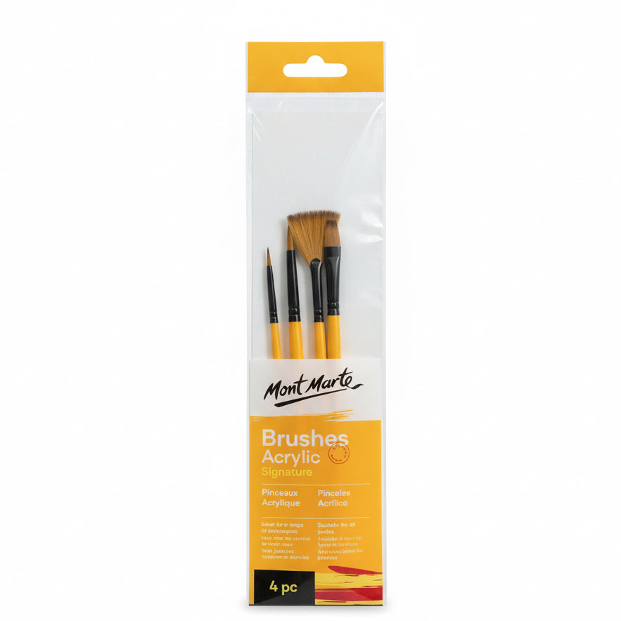 Mont Marte Brushes Acrylic Paint Set – 4 Pack / فرش أكريليك مونت مارت 4 قطع
