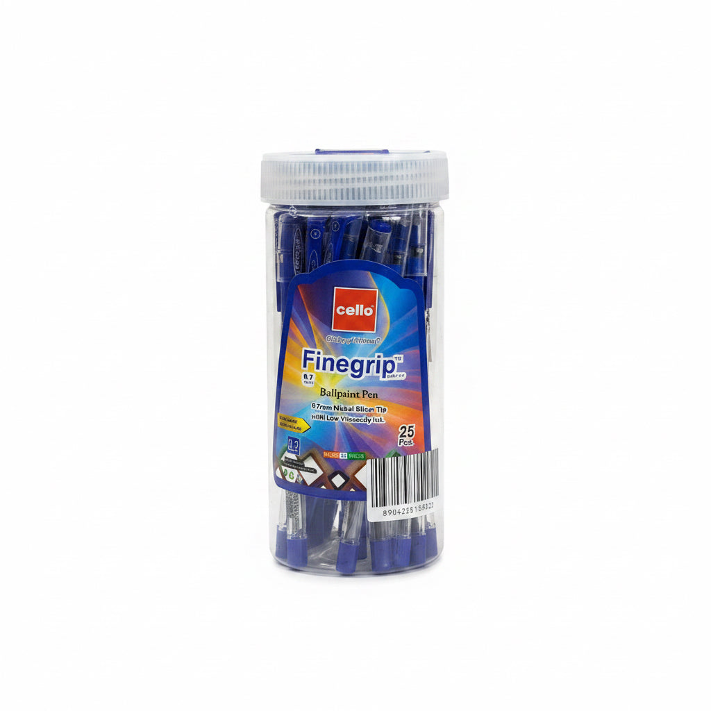 Cello Finegrip Ballpoint Pen 0.7mm Nickel Silver Tip with Low Viscosity Ink 25pcs/pkt