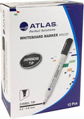 Atlas WHITEBOARD MARKER MW200 Black 12 Pcs / أطلس ماركر سبورة بيضاء MW200 أسود 12 قطعة