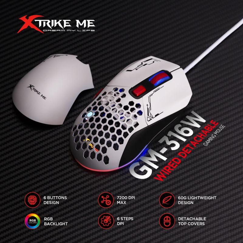 GM-316w DETACHABLE RGB WIRED GAMING MOUSE / فأرة ألعاب سلكية RGB قابلة للفصل GM-316w