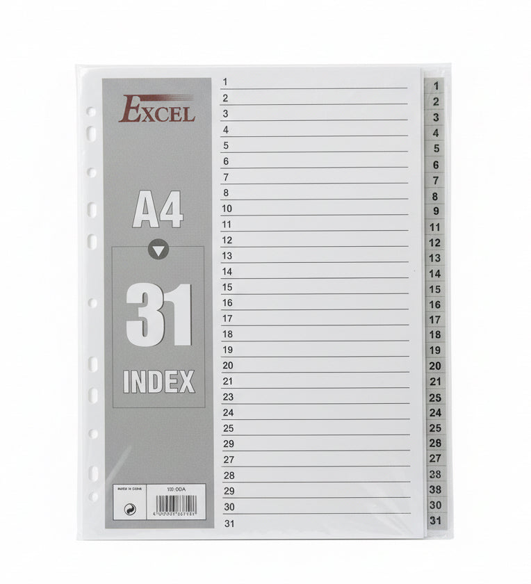 Excel A4 31 Index / إكسل A4  – فهرس من 31 فاصل