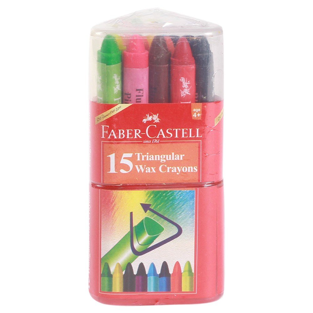 Faber Castell 15 Triangular Wax Crayons / فابر كاستل 15 شمع مثلث