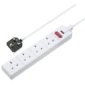 Masterplug Heavy Duty Extension Lead – 4 Sockets (White) / وصلة تمديد كهرباء ماستر بلَغ شديدة التحمّل بـ 4 مقابس (أبيض)