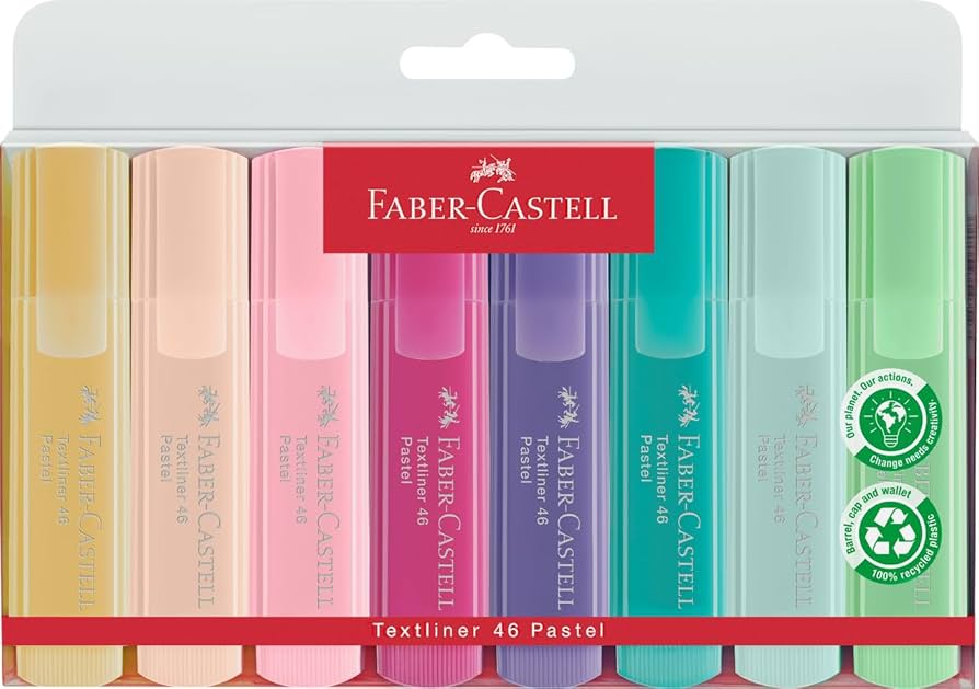 FABER CASTELL 8 PCS Textliner 46 Pastel / فابر كاستل – طقم أقلام تحديد نصية 46 باستيل (8 قطع)