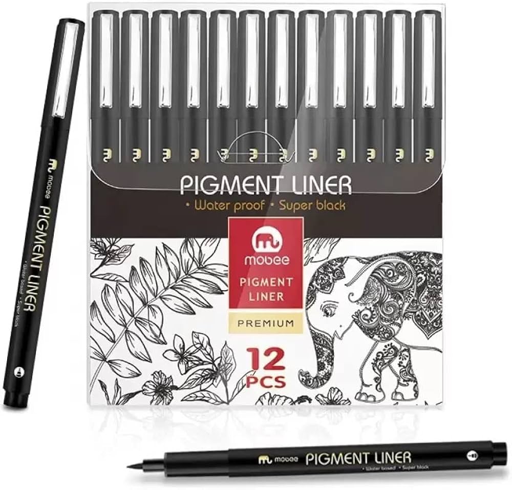 mobee PIGMENT LINER 12 pcs / أقلام تحديد صبغية موبي – 12 قطعة