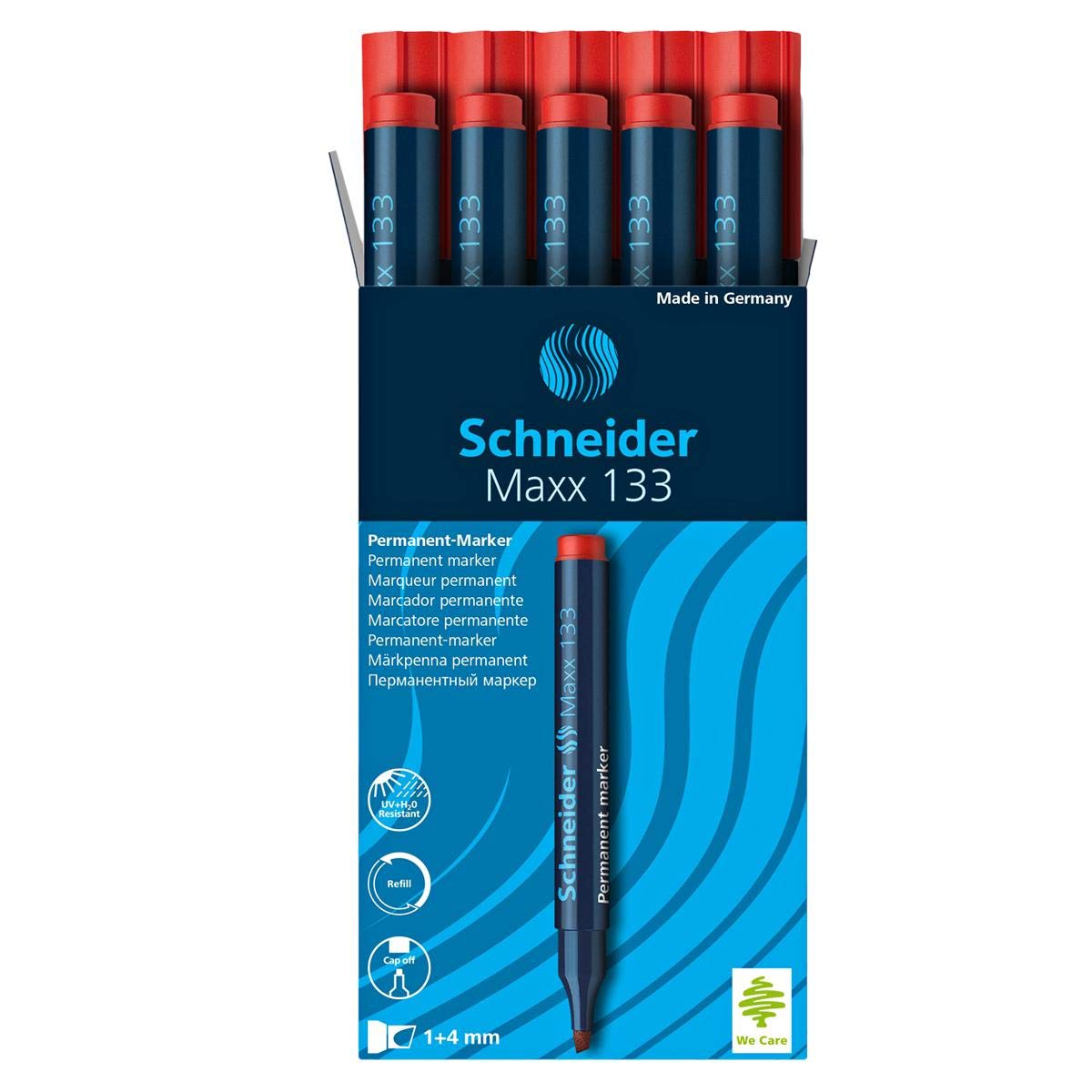 Schneider Maxx 133 Permanent marker x10 Red / شنايدر ماكس 133 قلم ماركر دائم ×10 أحمر