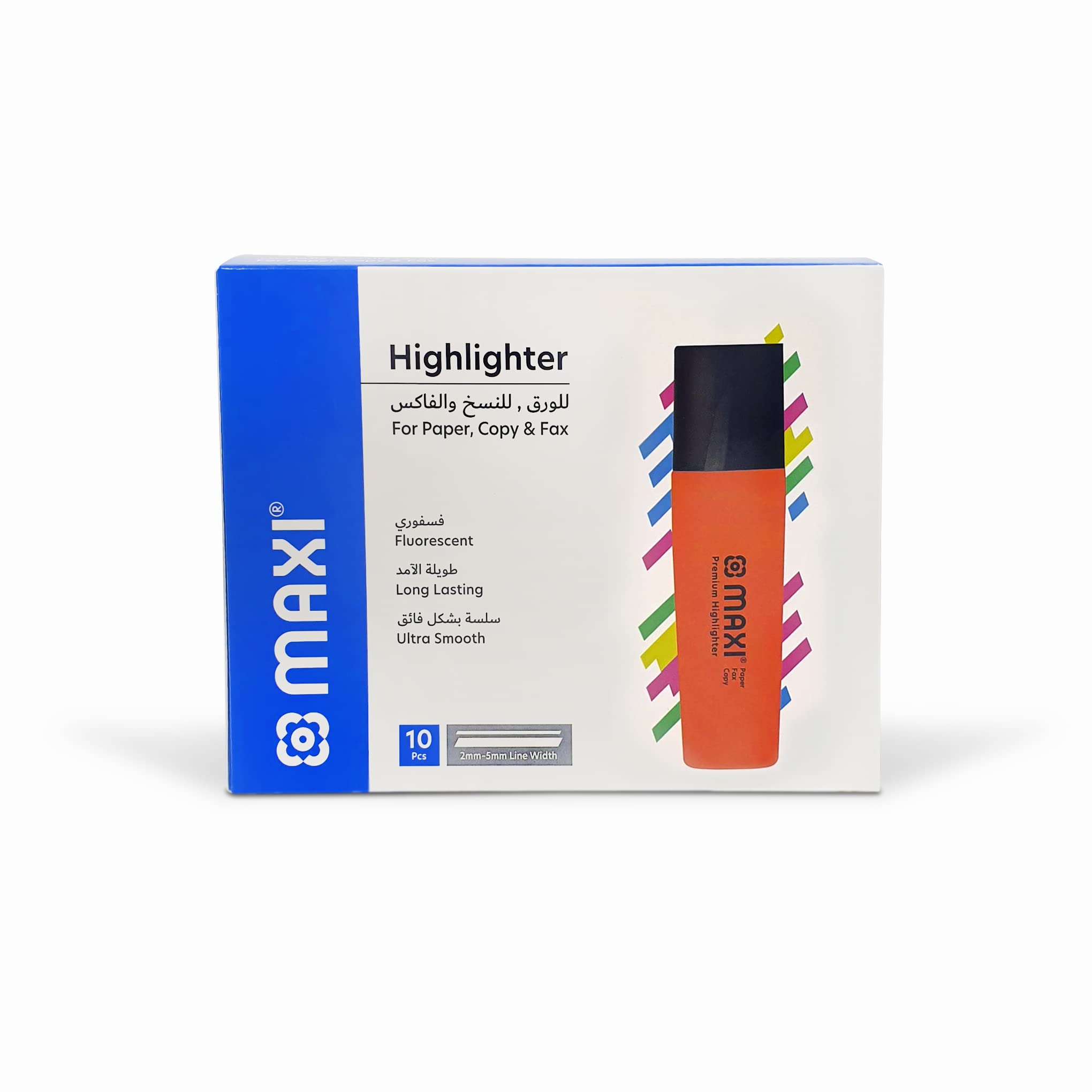 Maxi Highlighter 10 Pcs Orange / ماكسي محدد نص 10 قطع برتقالي