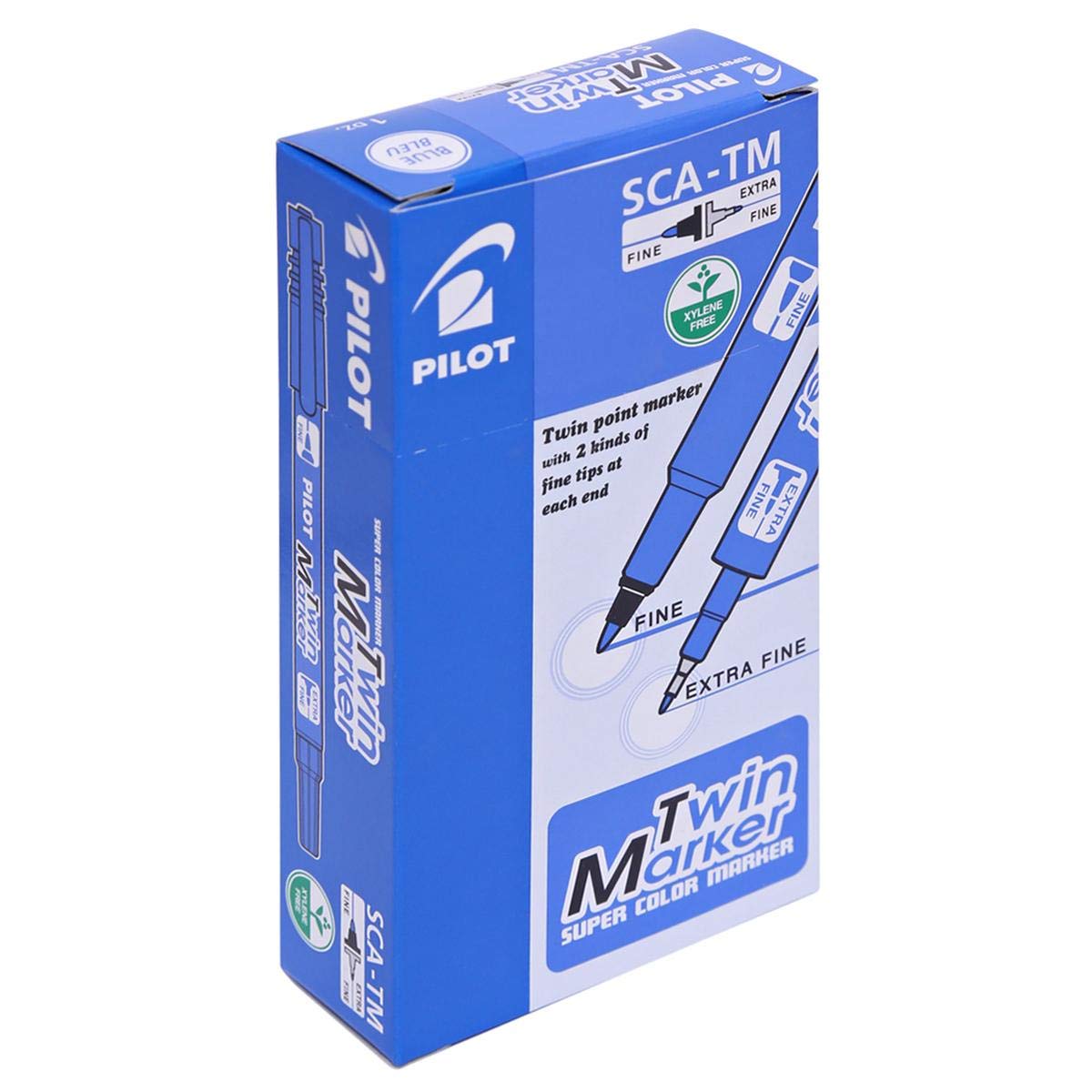 Pilot SCA-TM Twin Point marker x12 Blue / بايلوت SCA-TM قلم ماركر نقطتين ×12 أزرق