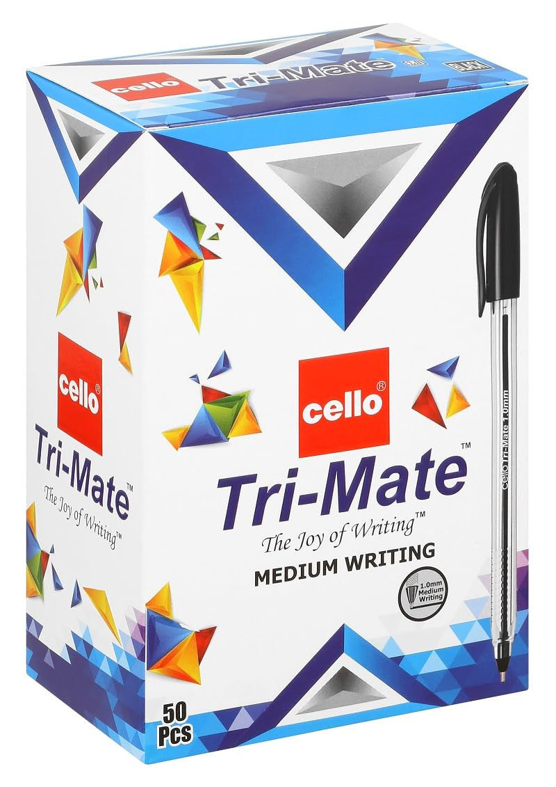 Cello Tri-Mate Ball Pens – Black (Pack of 50) / سيليو تراي-ميت أقلام 50 أسود