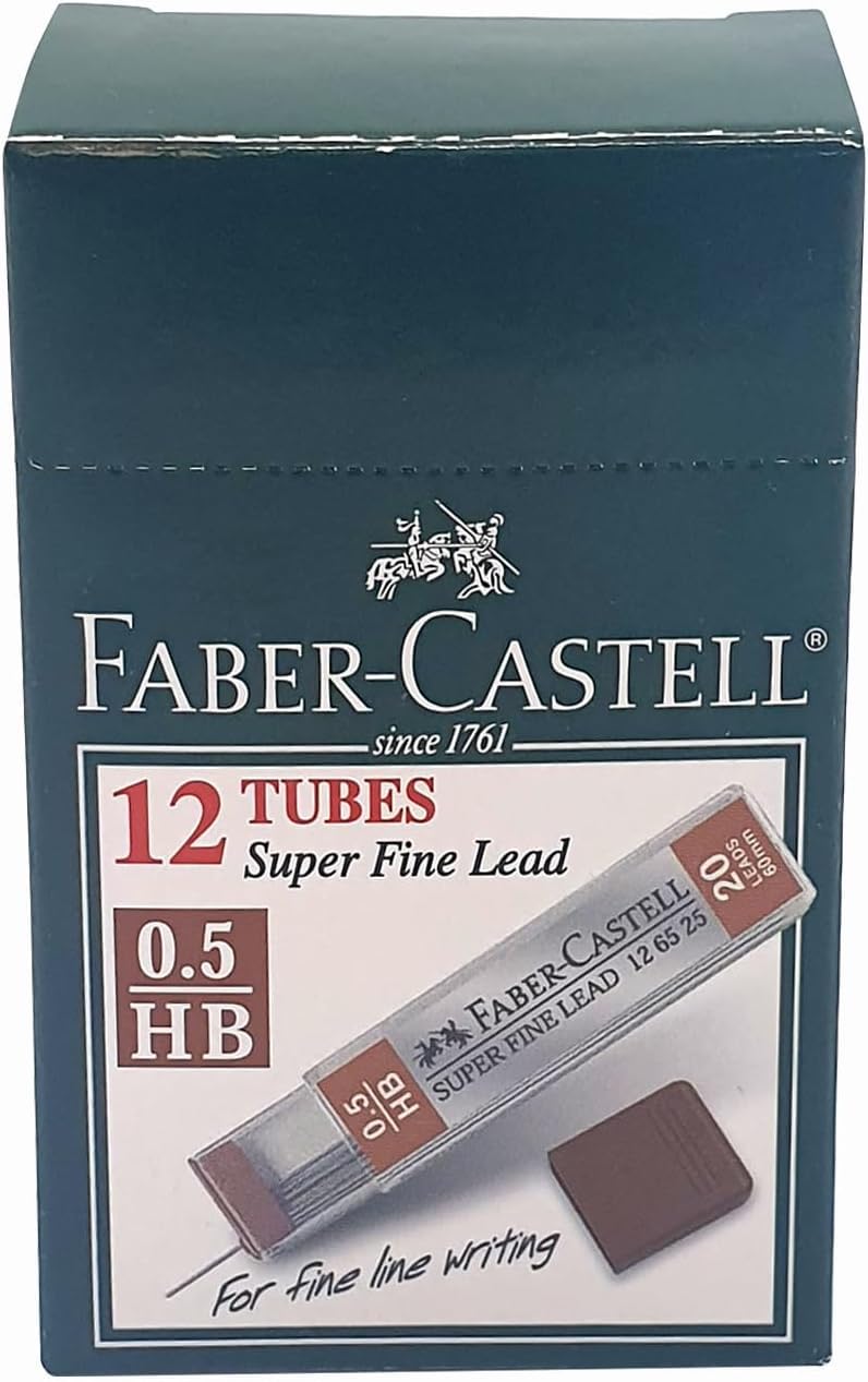 FABER CASTELL 12 Led tubes 75 mm 0.5HB / فابر كاستل أنابيب رصاص 12 قطعة 75 مم 0.5HB