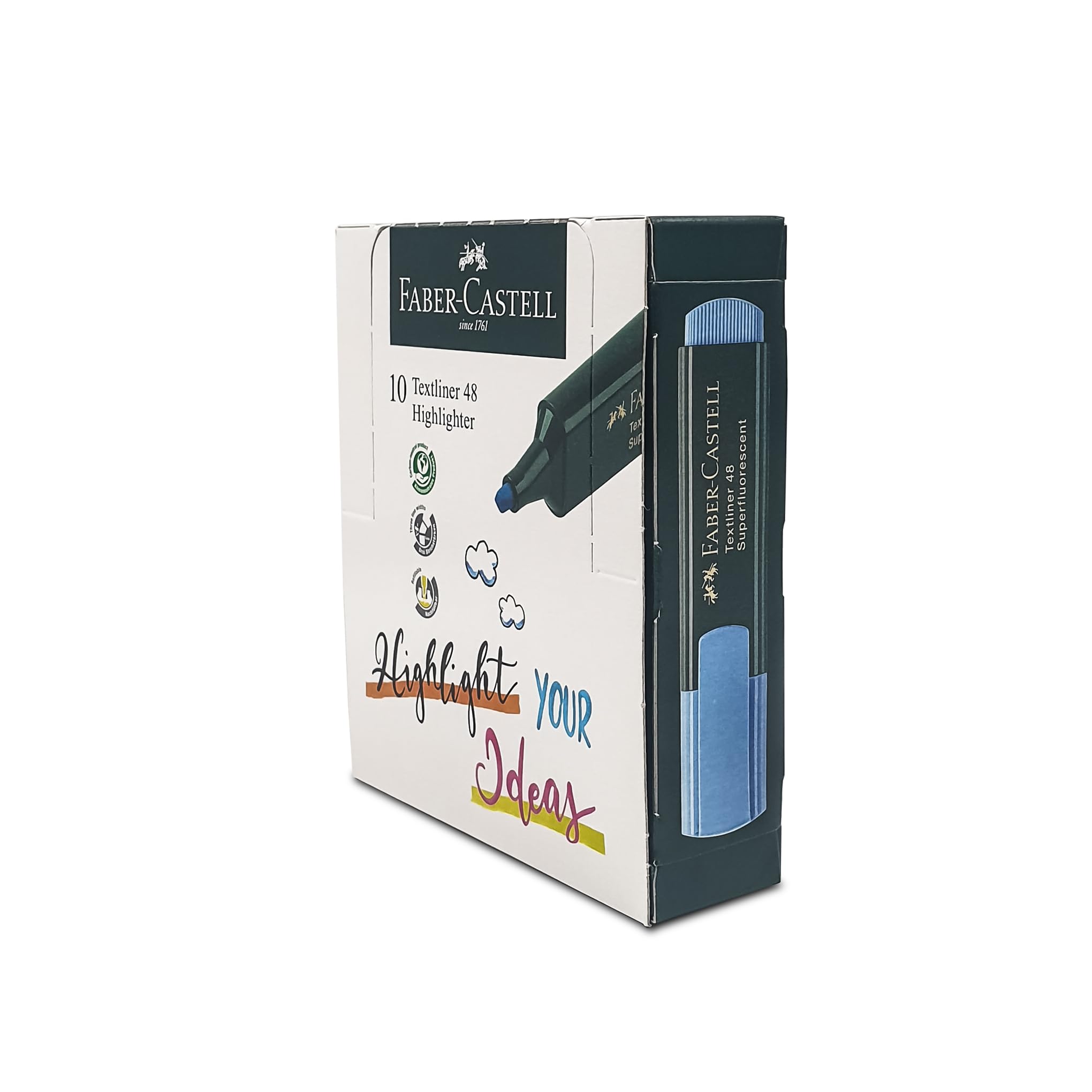 Faber Castell 10 textliner 48 Highlighter Blue / فابر كاستل 10 محدد نص 48 أزرق
