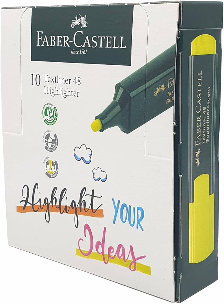 Faber Castell 10 textliner 48 Highlighter Yellow / فابر كاستل 10 محدد نص 48 أصفر