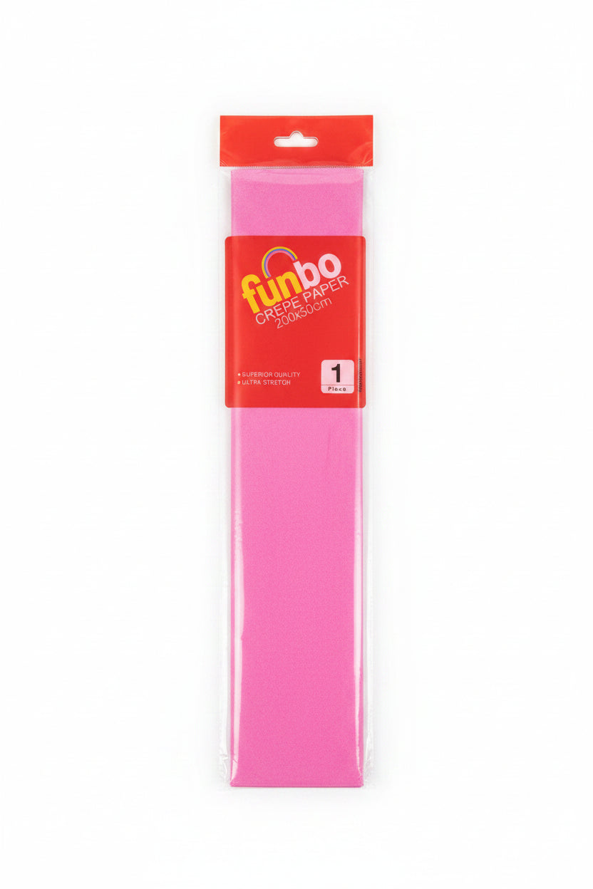 Funbo Crepe Paper 200 × 50 cm – Pink / ورق كريب فنبو 200 × 50 سم – وردي