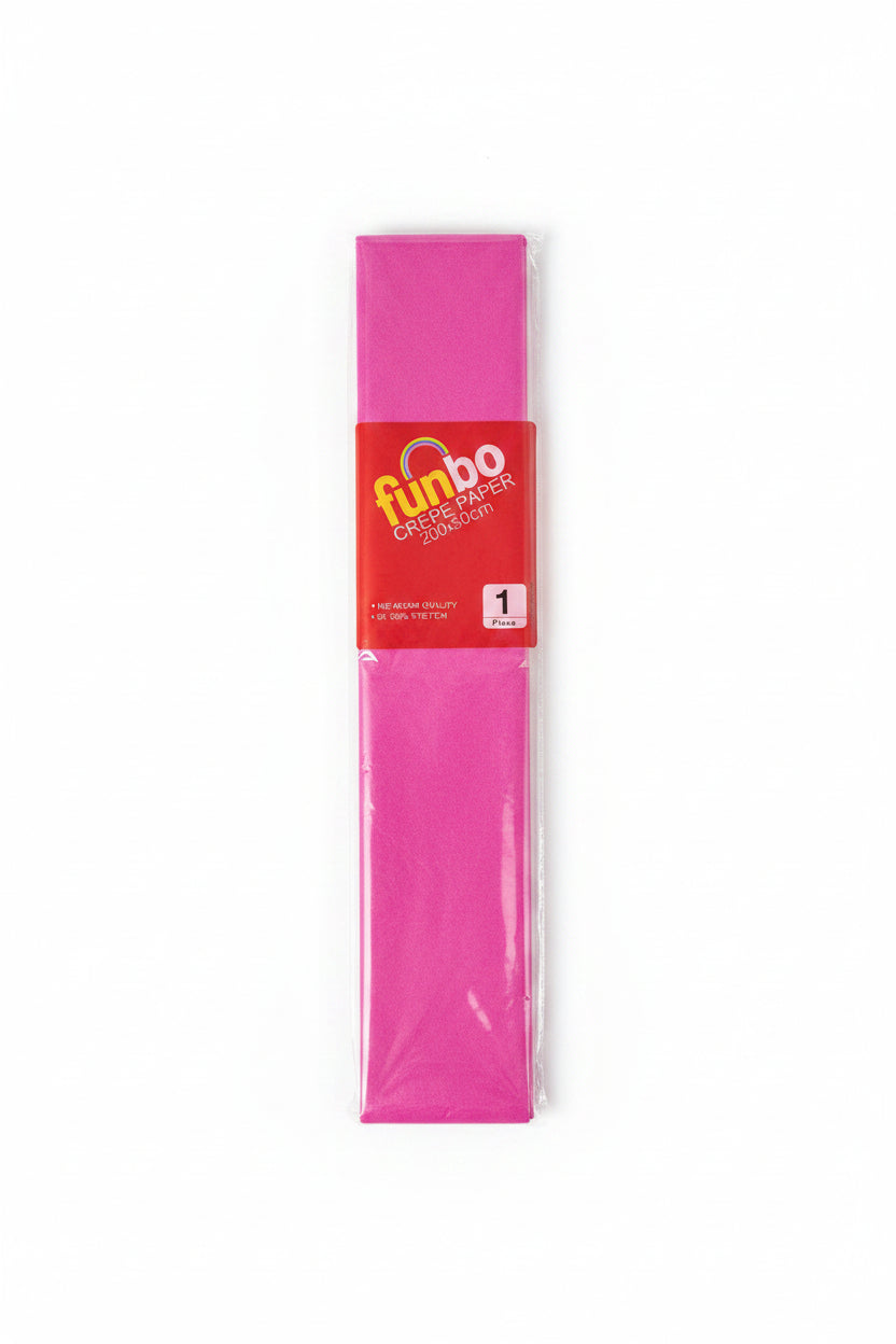 Funbo Crepe Paper 200 × 50 cm – Dark Pink / ورق كريب فنبو 200 × 50 سم – وردي غامق