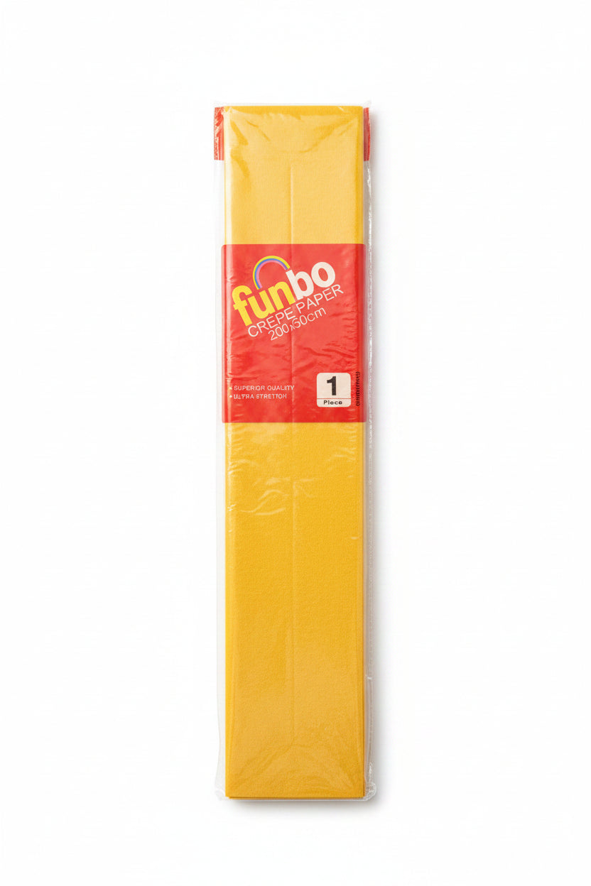 Funbo Crepe Paper 200 × 50 cm – Golden Yellow / ورق كريب فنبو 200 × 50 سم – أصفر ذهبي