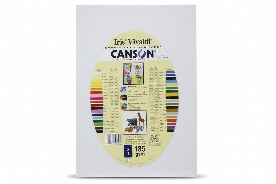 Iris Vivaldi Canson Paper 185 gsm White x10 / ورق كانسون إيريس فيفالدي أبيض 185 جم/م² × 10 أوراق