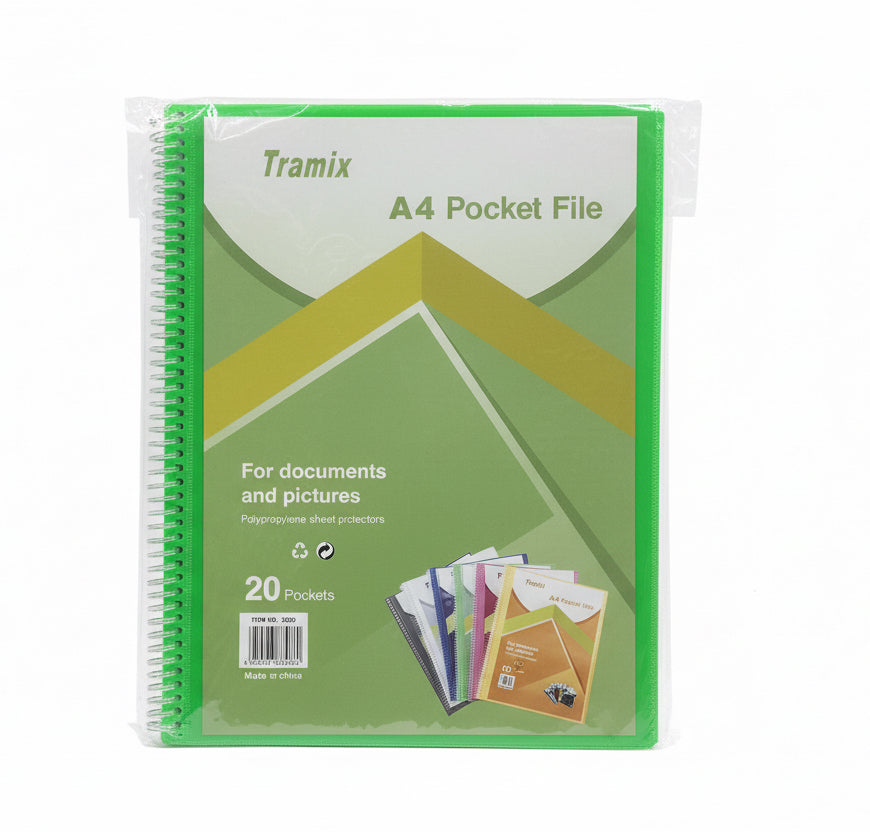 Tramix A4 Pocket File 20 Pockets / ملف جيوب تراميكس A4 عدد 20 جيبًا