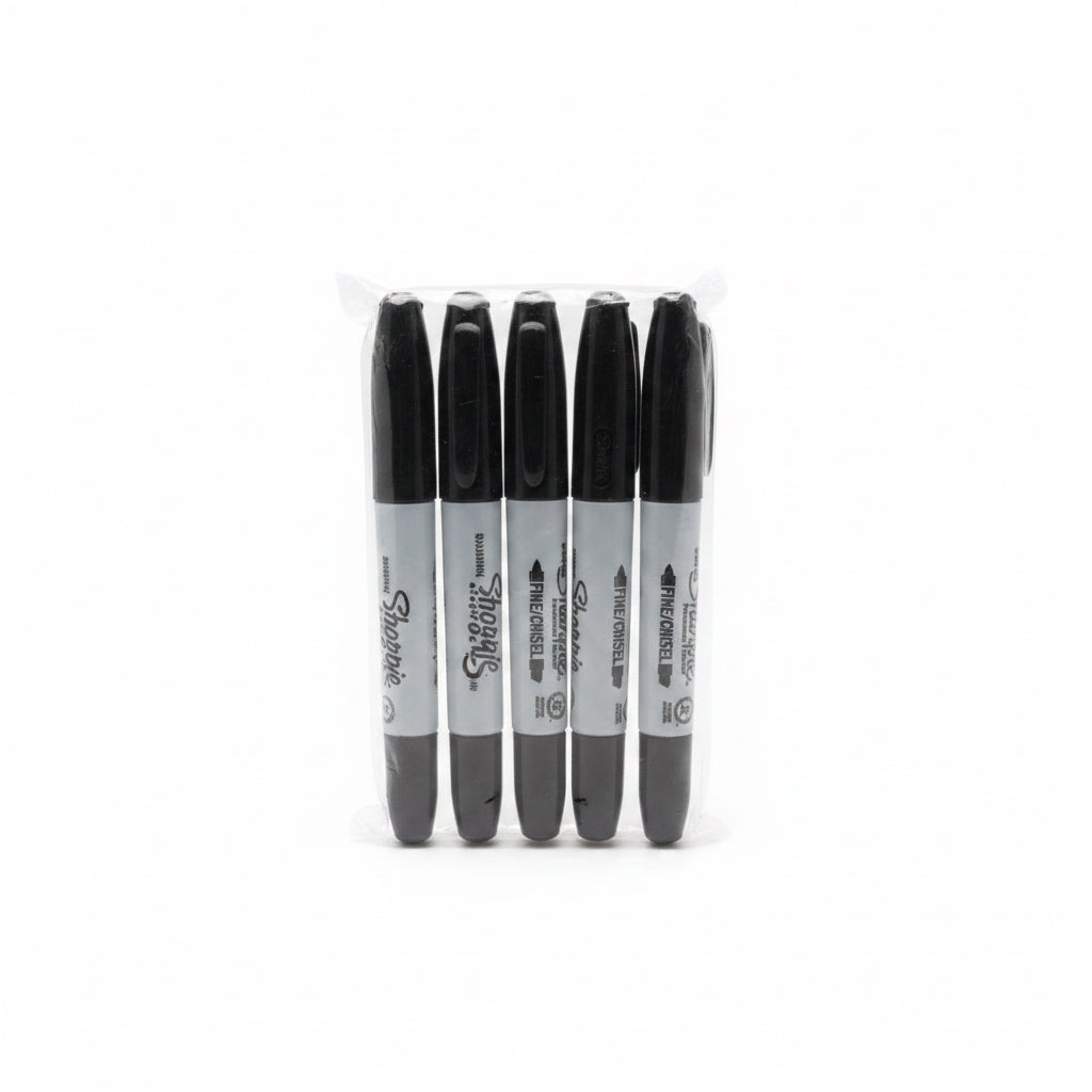 Sharpie FINE/CHISEL Permanent marker x6 Black / شاربى فاين / تشيسل قلم ماركر دائم ×6 أسود