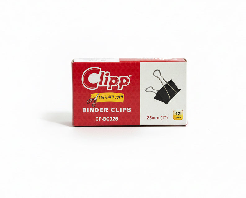Clipp BINDER CLIPS CP-BC025 25mm(1") 12 pcs / مشابك أوراق (Binder Clips) CP-BC025 مقاس 25 مم (1 بوصة) – 12 قطعة