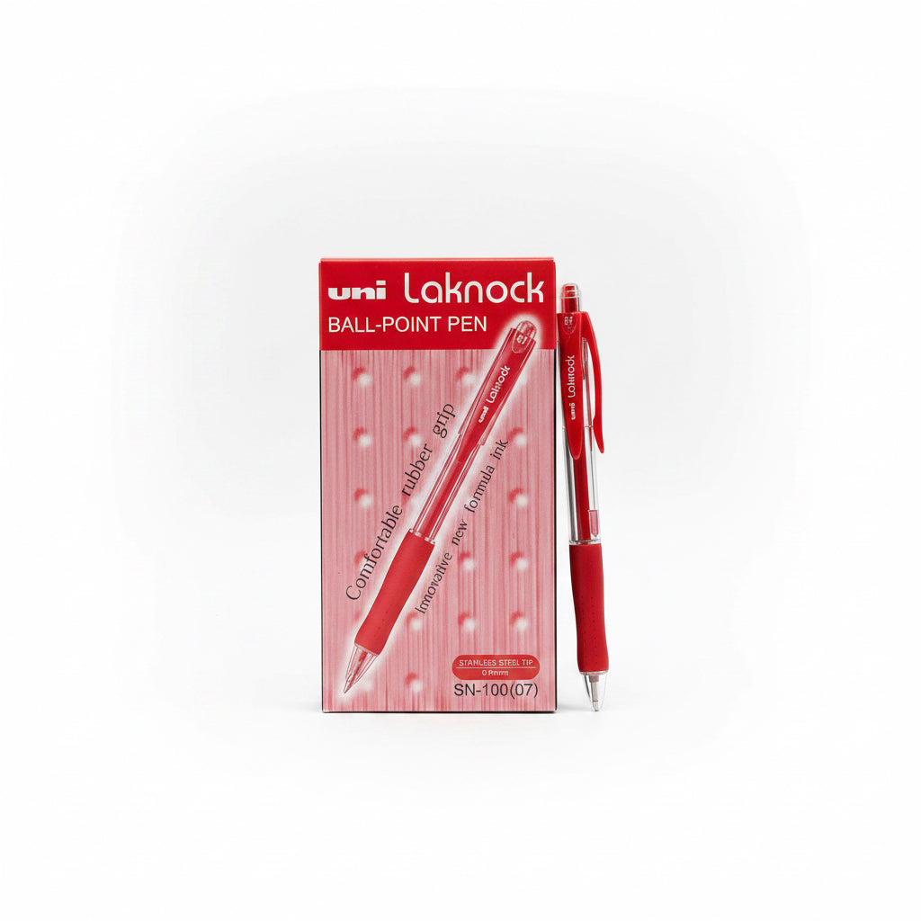 uni Laknock BALL-POINT PEN 0.7mm Red x12 / يوني لاكنوك قلم جاف 0.7مم أحمر ×12
