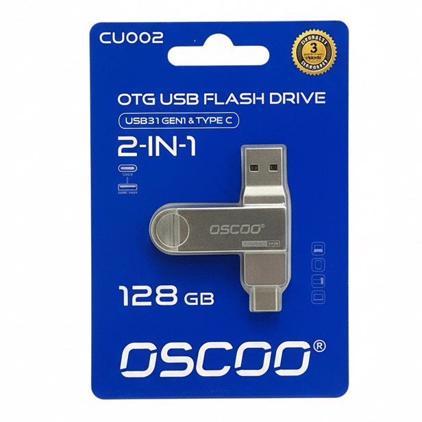 OTG USB FLASH DRIVER 2 IN 1 128 GB / فلاش USB‏ OTG ثنائي الواجهة 128 جيجابايت